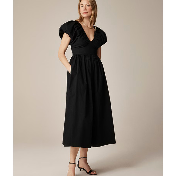 J Crew Collection Cecily Dress In Cotton Poplin Size 4 Black - Picture 1 of 14